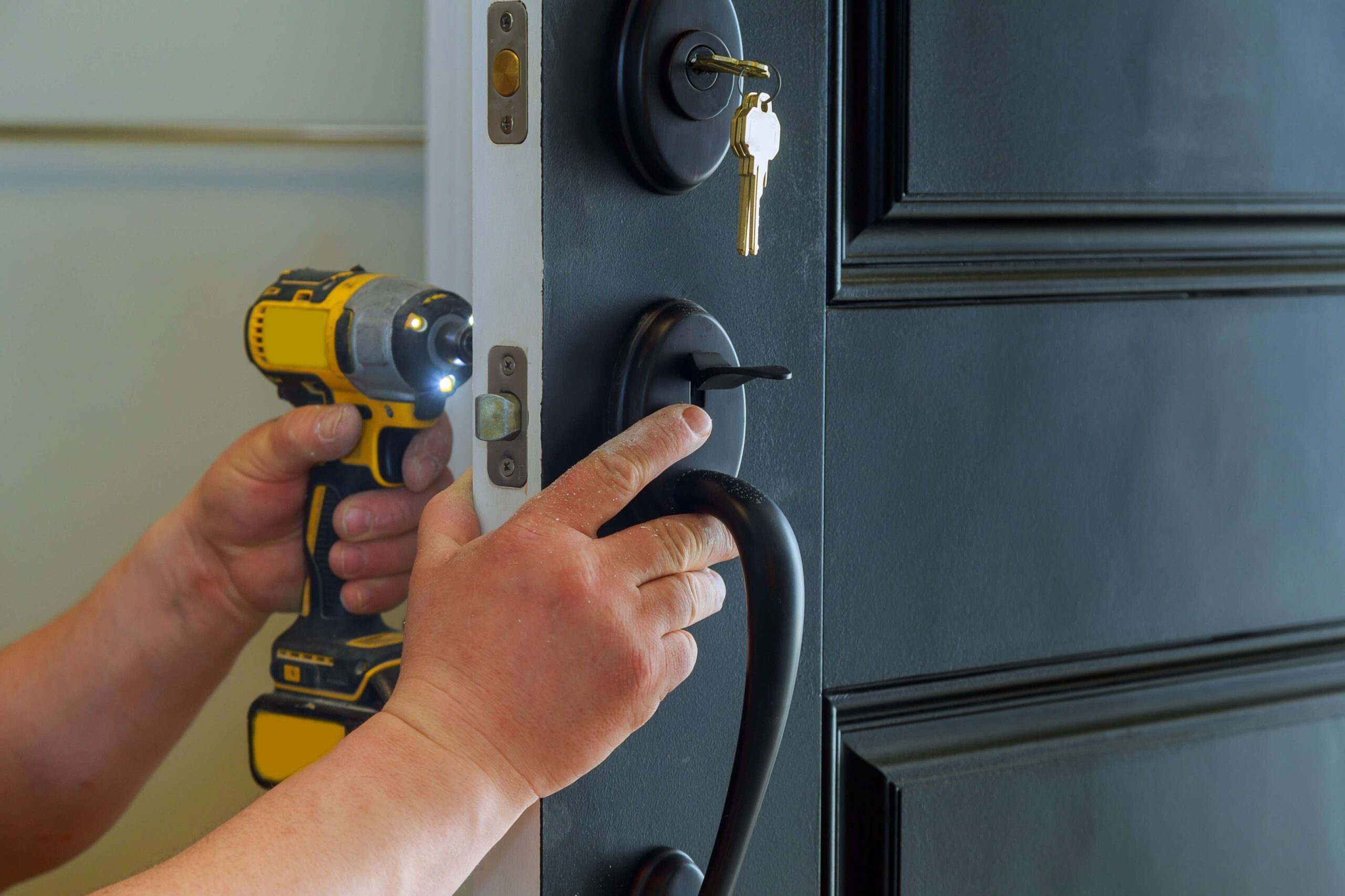 Drilling a door lock during a lock replacement in Echuca